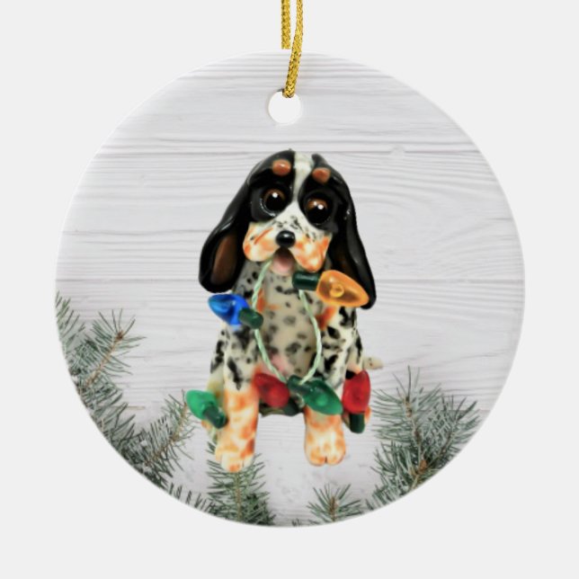 Bluetick Coonhound Weihnachtsdekoration Keramik Ornament (Vorne)