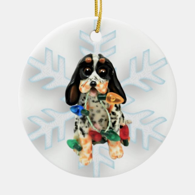 Bluetick Coonhound Weihnachtsdekoration Keramik Ornament (Vorne)
