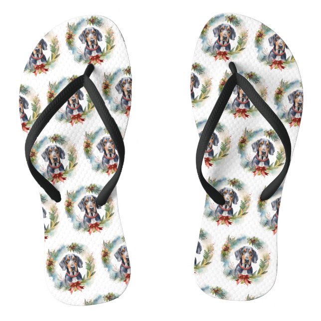 Bluetick Coonhound Weihnachtsfeier Festliche Jungf Flip Flops (Fußbett)