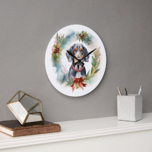 Bluetick Coonhound Weihnachtsfeier Festliche Jungf Große Wanduhr