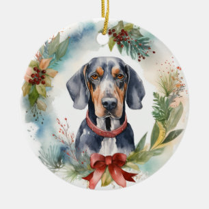 Bluetick Coonhound Weihnachtsfeier Festliche Jungf Keramik Ornament