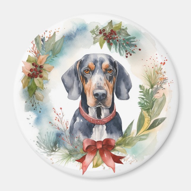 Bluetick Coonhound Weihnachtsfeier Festliche Jungf Magnet (Vorne)