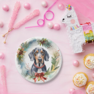 Bluetick Coonhound Weihnachtsfeier Festliche Jungf Pappteller