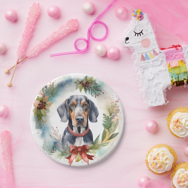 Bluetick Coonhound Weihnachtsfeier Festliche Jungf Pappteller (Party)