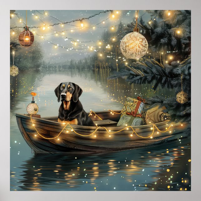 Bluetick Coonhound Weihnachtsfeiertage Poster (Vorne)