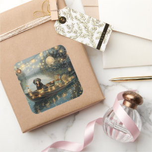 Bluetick Coonhound Weihnachtsfeiertage Quadratischer Aufkleber