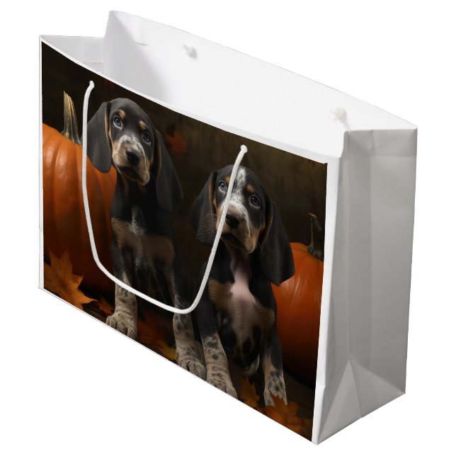 Bluetick Coonhound Welpe Herbst Delight Pumpen Große Geschenktüte (Vorderseite Schrägansicht)