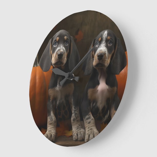 Bluetick Coonhound Welpe Herbst Delight Pumpen Große Wanduhr (Winkel)