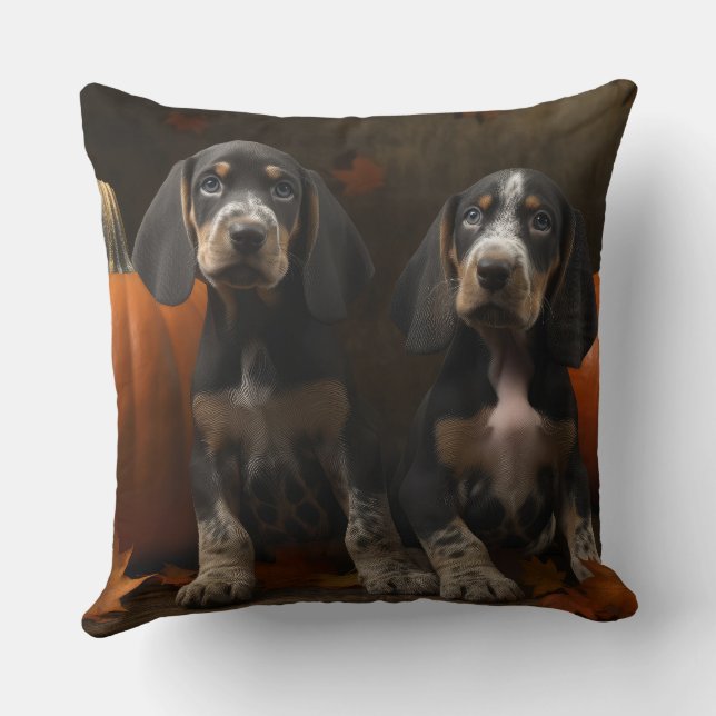 Bluetick Coonhound Welpe Herbst Delight Pumpen Kissen (Rückseite)