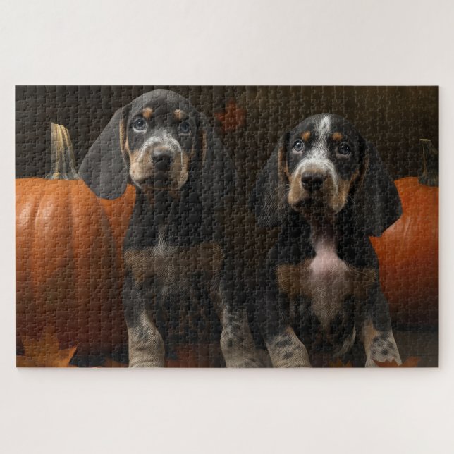 Bluetick Coonhound Welpe Herbst Delight Pumpen Puzzle (Horizontal)
