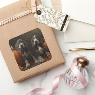 Bluetick Coonhound Welpe Herbst Delight Pumpen Quadratischer Aufkleber