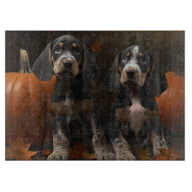 Bluetick Coonhound Welpe Herbst Delight Pumpen Schneidebrett (Vorderseite)