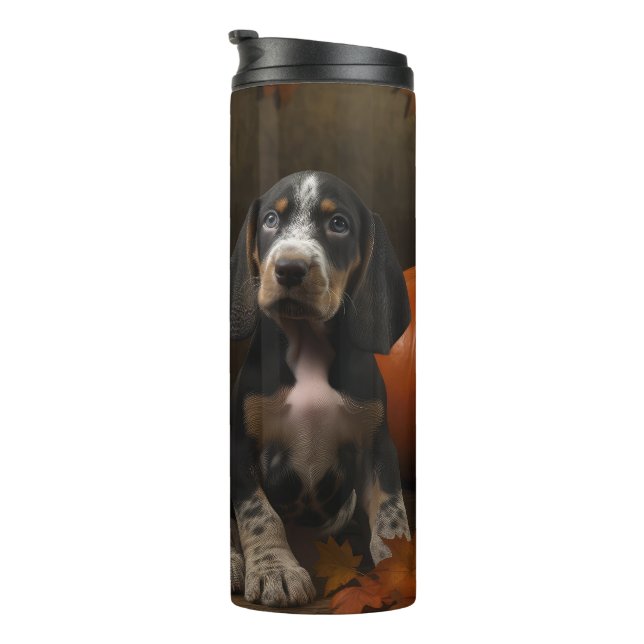 Bluetick Coonhound Welpe Herbst Delight Pumpen Thermosbecher (Nach rechts gedreht)
