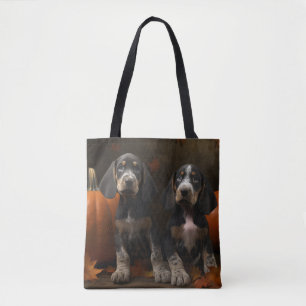 Bluetick Coonhound Welpe Herbstfreude Kürbis