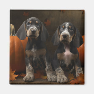Bluetick Coonhound Welpe Herbstfreude Kürbis  Magnet