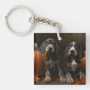 Bluetick Coonhound-Welpe Herbstfreude Kürbis Schlüsselanhänger