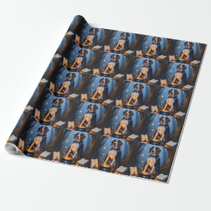 Bluetick Coonhound Whimsical Halloween Malerei Geschenkpapier