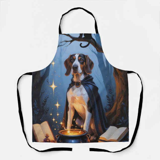 Bluetick Coonhound Whimsical Halloween Malerei Schürze (Vorderseite)