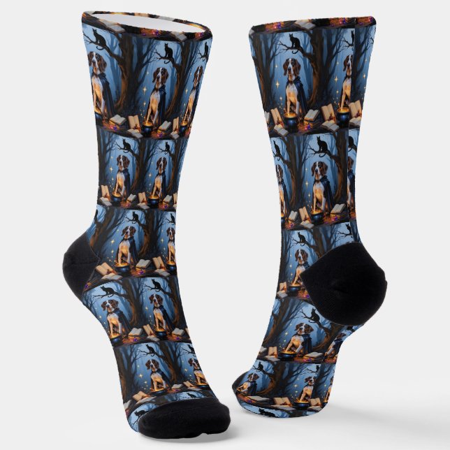Bluetick Coonhound Whimsical Halloween Malerei Socken (Gewinkelt)