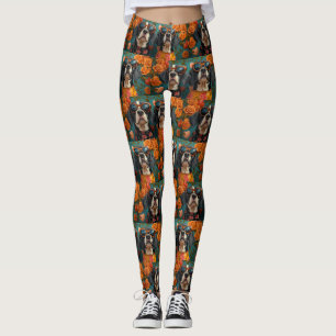 Bluetick Coonhound with Heart Rose Valentinstag Leggings