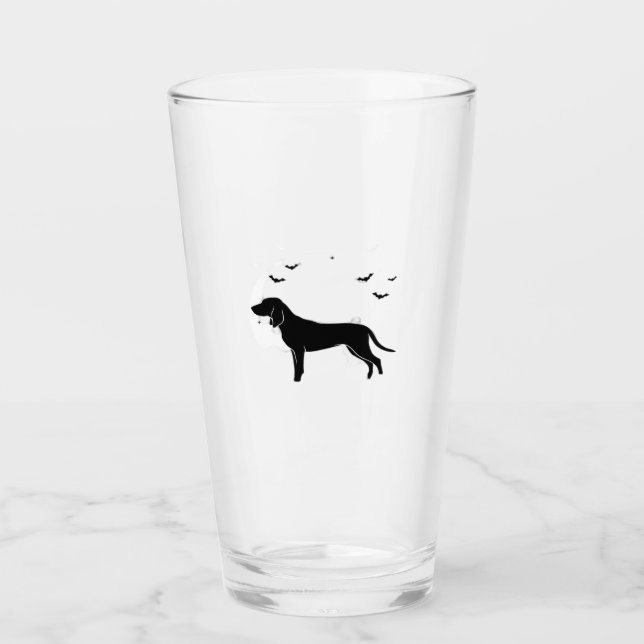 Bluetick Hund � Halloween Mond Silhouette Klassisc Glas (Vorderseite)