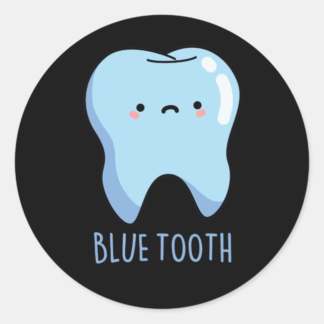 Bluetooth Funny Technical Blue Tooth Puff Dark BG Runder Aufkleber (Vorderseite)
