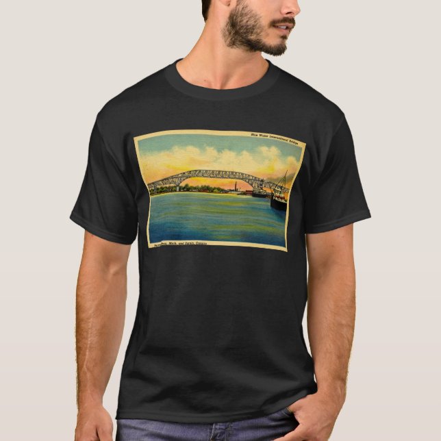 Bluewater Brücken-Hafen Hurone Michigan T-Shirt (Vorderseite)