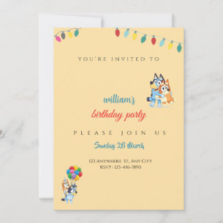 Bluey Birthday invitation for kids - Editable Dankeskarte