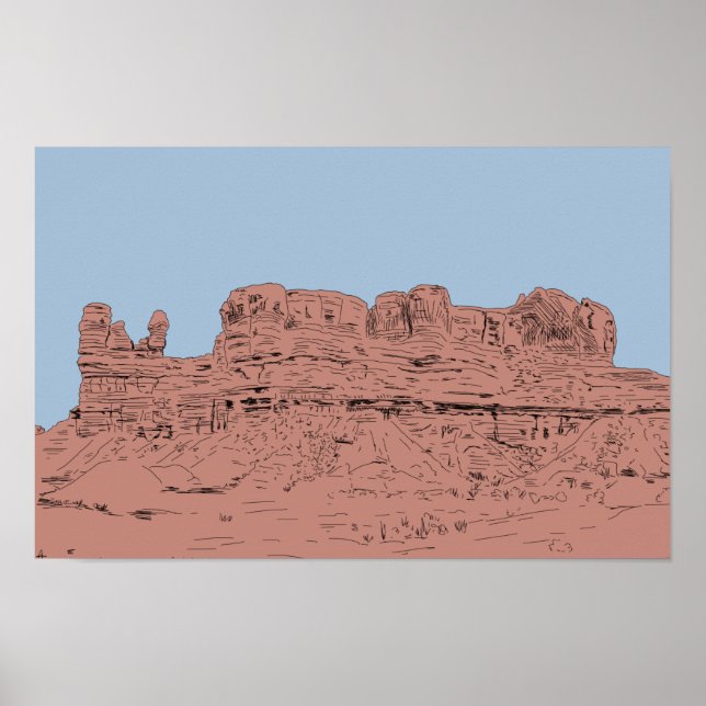 Bluff, Utah Illustration Poster (Vorne)