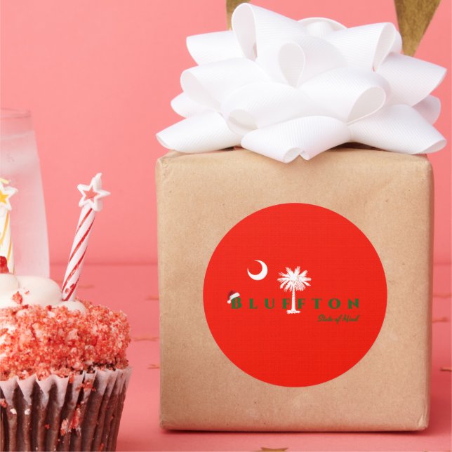 Bluffton Staat Mind Weihnachtsfeiertag Red Green Runder Aufkleber (Party)