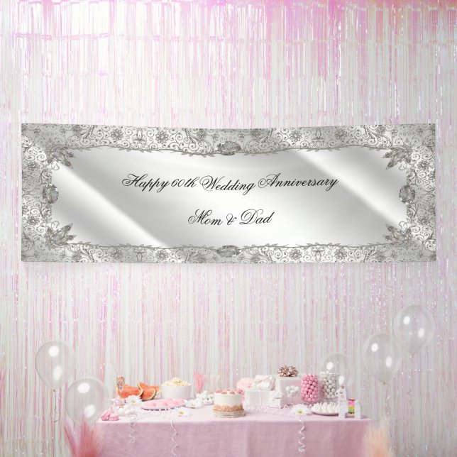 Blüh 60. Diamond Wedding Jubiläum Banner (Party)