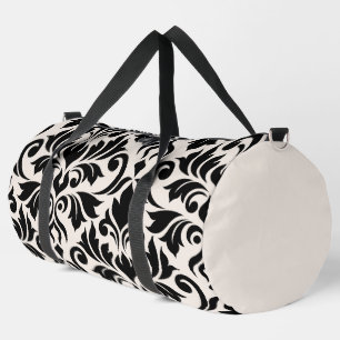 Blüh Damask Art I Black on Cream Duffle Bag