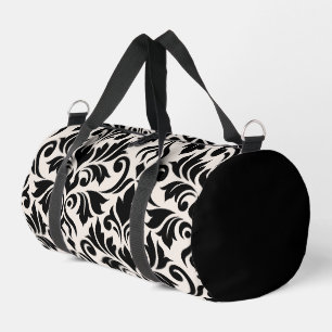 Blüh Damask Art I Black on Cream Duffle Bag