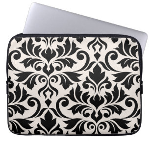 Blüh Damask Art I Black on Cream Laptopschutzhülle