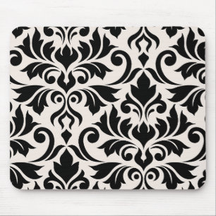 Blüh Damask Art I Black on Cream Mousepad