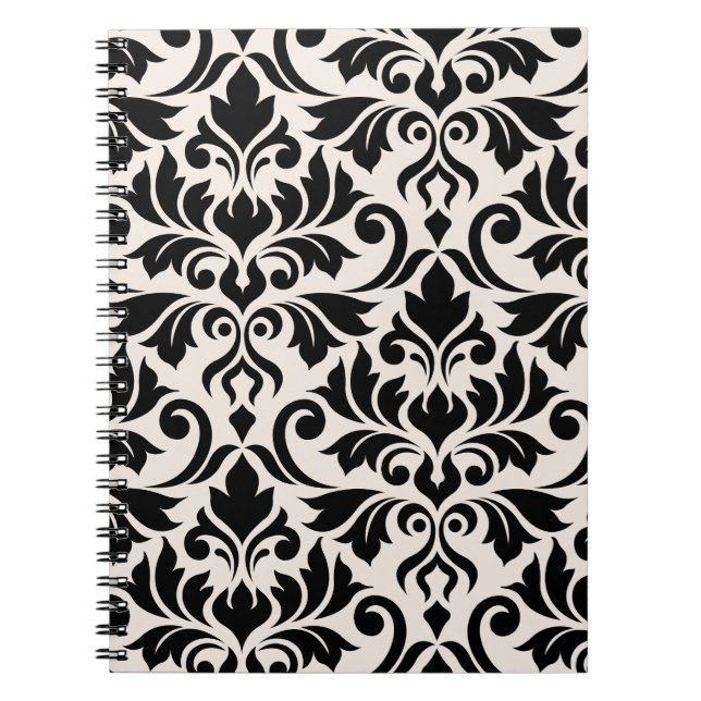 Blüh Damask Art I Black on Cream Notizblock (Vorderseite)