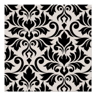 Blüh Damask Art I Black on Cream Poster