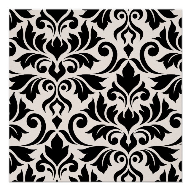 Blüh Damask Art I Black on Cream Poster (Vorderseite)