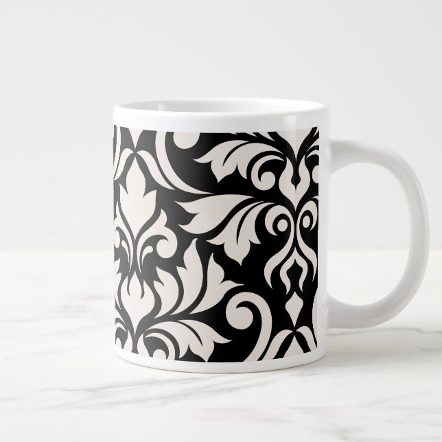 Blüh Damask Art I Cream on Black Jumbo-Tasse (Rechts)