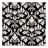 Blüh Damask Art I Cream on Black