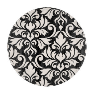 Blüh Damask Art I Cream on Black Schneidebrett