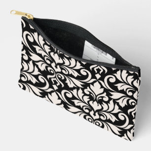 Blüh Damask Art I Cream on Black Zubehörtasche