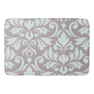 Blüh Damask Art I Duck Egg Blue on Taupe Badematte