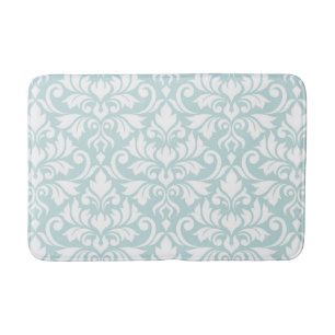 Blüh Damask Lg Muster Weiß auf Enteneier Blau Badematte