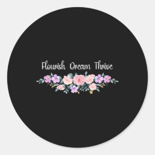 Blüh Dream Thrive Floral Books Männer Frauen Runder Aufkleber