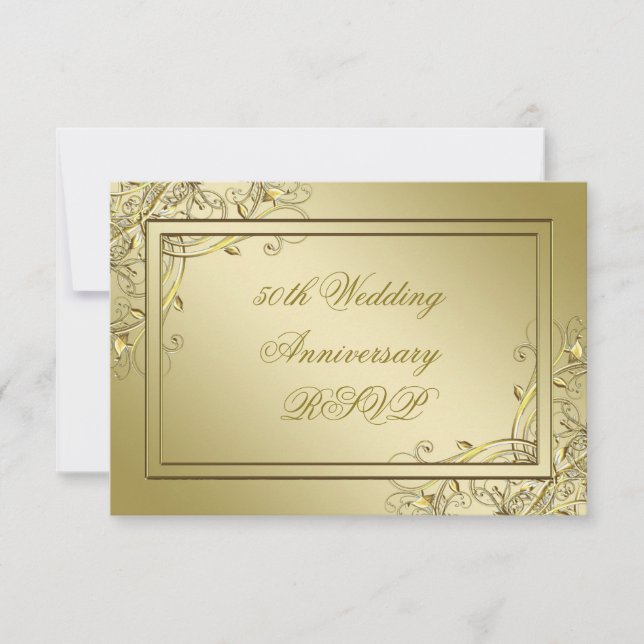 Blüh Gold 50. Hochzeitstag RSVP Karte (Vorderseite)