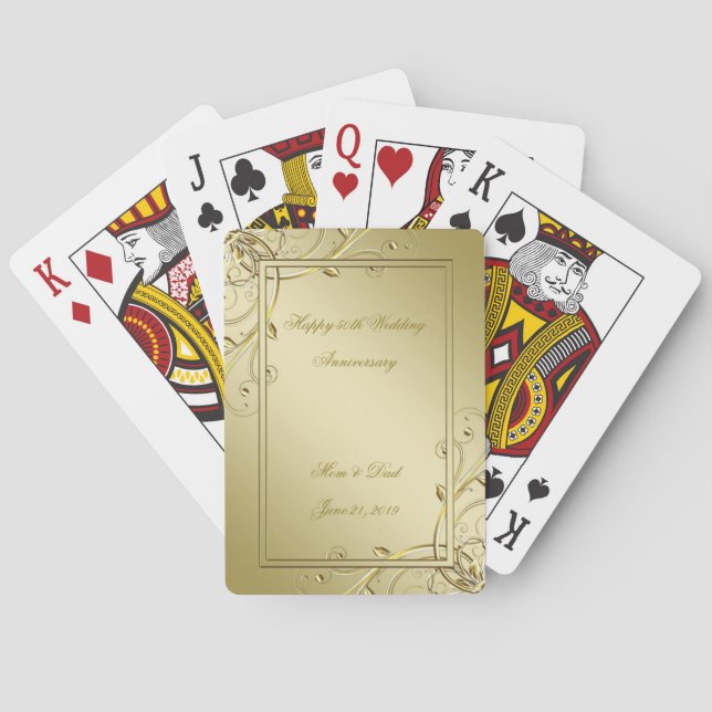 Blüh Gold 50. Hochzeitstag Spielkarten (Rückseite)