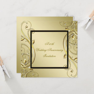 Blüh Gold Black 50. Hochzeitstag Einladung