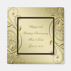 Blüh Gold Black 50. Hochzeitstag Magnet