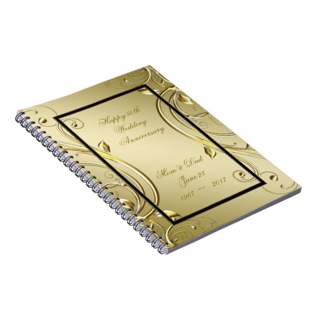 Blüh Gold Black 50. Hochzeitstag Notizblock (Rechte Seite)
